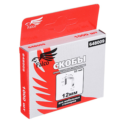 FALCO Скоба для степлера мебельного 12мм (11,3*0,7мм) тип 53, 1000шт. FALCO Скоба для степлера мебельного 12мм (11,3*0,7мм) тип 53, 1000шт.