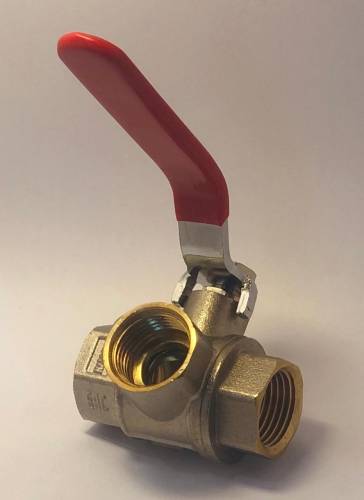 Кран шар. трехходовой 1/2"  рычаг Тип L, усиленный ник, лат. IVR