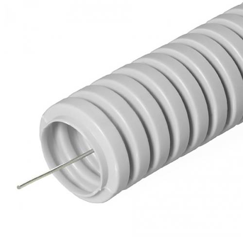 Труба гофрированная ПВХ d20мм с протяжкой сер. (уп.10м) IEK CTG20-20-K41-010I