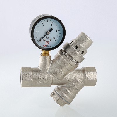 Подпиточный клапан VALTEC с фильтром механической очистки  и манометром, 1/2" Подпиточный клапан VALTEC с фильтром механической очистки  и манометром, 1/2"