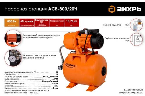 Насосная станция Вихрь АСВ-800/20Ч