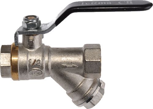 Кран шар. с фильтром косым 1/2" г-г рычаг, TeRma CB 30237 Кран шар. с фильтром косым 1/2" г-г рычаг, TeRma CB 30237