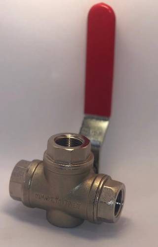 Кран шар. трехходовой 1/2" рычаг Тип T, усиленный ник, лат. IVR Кран шар. трехходовой 1/2" рычаг Тип T, усиленный ник, лат. IVR