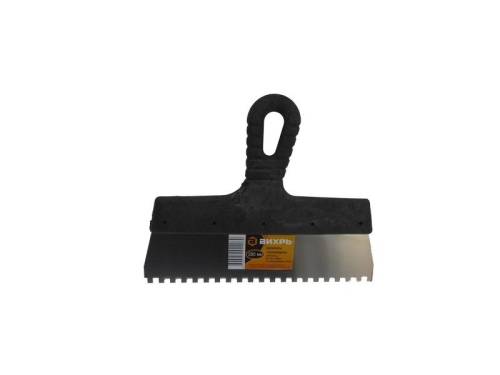 ВИХРЬ Шпатель зубчатый нерж.cталь пластиковая рукоятка 6х6 мм, 200мм ВИХРЬ Шпатель зубчатый нерж.cталь пластиковая рукоятка 6х6 мм, 200мм