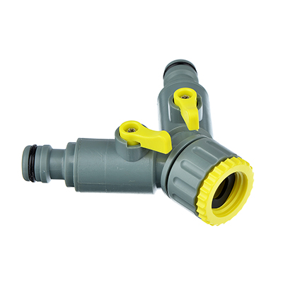 INBLOOM Разветвитель 2-х канальный, штуцерный, 3/4'-1/2', регулируемый, пластик