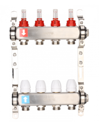Коллектор Gappo рег. с расход-ми нерж., 7-вых. 1"x3/4" (загл, кроншт) G424.7