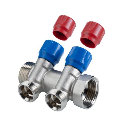 Коллектор VALTEC с регулировочными вентилями, 3/4"х 2 вых. 1/2" нар.