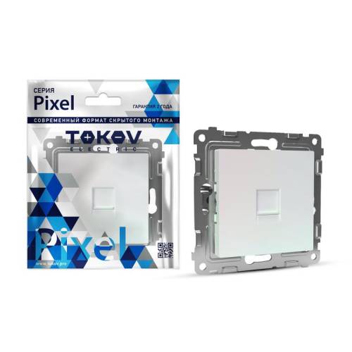 Розетка компьютерная 1-м СП PixelRJ45 кат.5E механизм бел. TOKOV ELECTRIC TKE-PX-RC1-C01