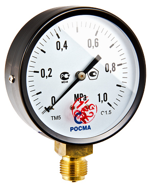 Манометр TM-510P Ду 100 с нижним подключением (150°) 1/2", 0-6 бар (кл. точн. 1,5)