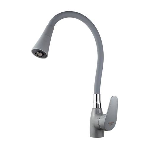 Смеситель кухоный MELODIA Ostessa д.40мм гибкий излив с лейкой "колокольчик", 2 режима, серый MDV406