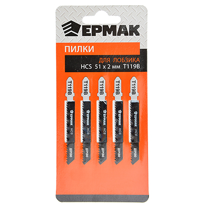 Набор пилок для эл.лобзика по дереву ЕРМАК 5шт.(HCS EU 51х2мм. T-119В) Набор пилок для эл.лобзика по дереву ЕРМАК 5шт.(HCS EU 51х2мм. T-119В)