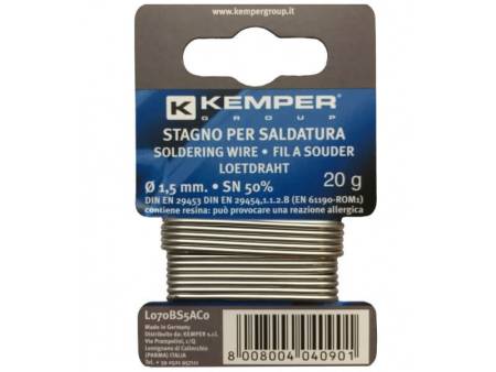Припой с канифолью KEMPER,  ( вес 20 г, диаметр 1,5 мм)  Припой с канифолью KEMPER,  ( вес 20 г, диаметр 1,5 мм)