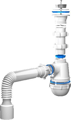 Сифон АНИ Грот A0110 1.1/2"*40 с гибкой трубой 40х50