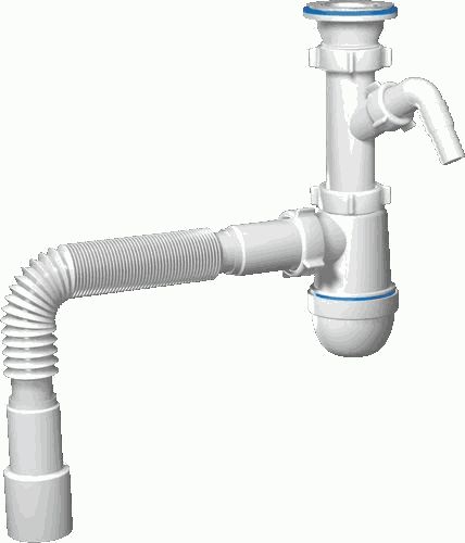 Сифон АНИ Грот А1015 1.1/2"х 40,  с гофрой 40-50  Сифон АНИ Грот А1015 1.1/2"х 40,  с гофрой 40-50