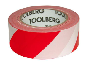 Лента сигнальная для ограждений ToolBerg красно-белый 50 мм х 200 м
