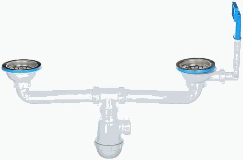 Сифон двойной АНИ Грот A3045 с перелив. 3.1/2"*40