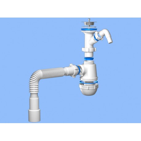 Сифон АНИ Грот А2015 1.1/2"*40 литой выпуск с отводом и гофрой 40*40/50