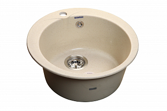 "GRANFEST" Мойка RONDO, мрамор, 480 мм, врезная, круглая, белый, большой выпуск, 23597