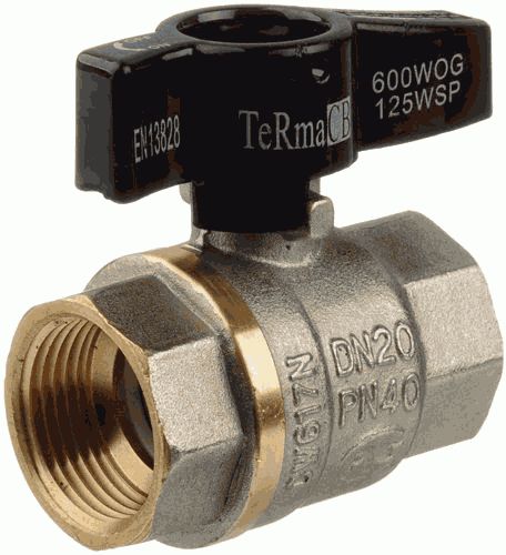 Кран шар. 3/4" г-г  бант, лат. ник.  TERMA CB 30217 Кран шар. 3/4" г-г  бант, лат. ник.  TERMA CB 30217