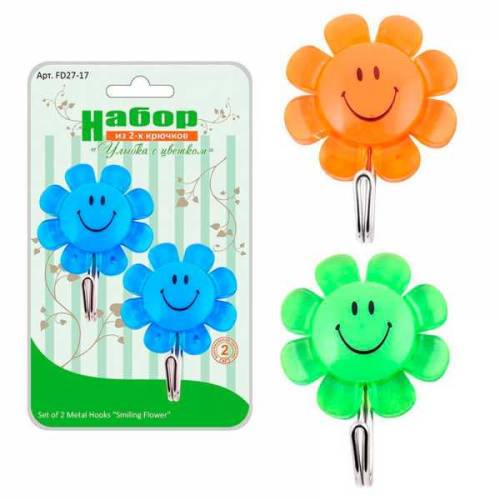 Набор 2 крючка "Улыбка с цветком" 27.17 3 цвета, без выбора цвета 