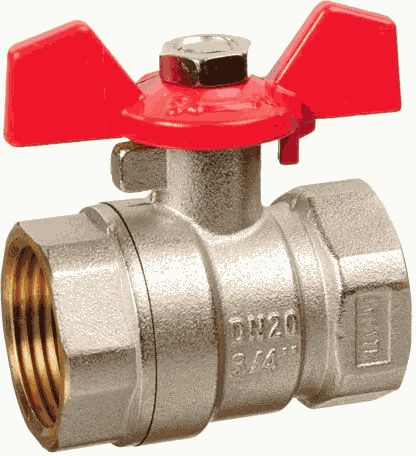 Кран шар. 3/4" г-г  бант, лат. ник.  TERMA RED 31023 Кран шар. 3/4" г-г  бант, лат. ник.  TERMA RED 31023