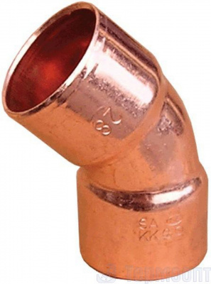 Медь.  Угол пайка 45 ГР двухраст. 15 мм Sanha, Viega
