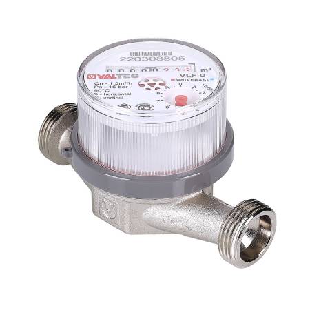 УЦЕНКА 2023-2029г Счетчик воды VALTEC универ. Ду15 (1/2"), 80 мм, БЕЗ СГОНОВ, до +90^С(NEW) (ЖЦ)